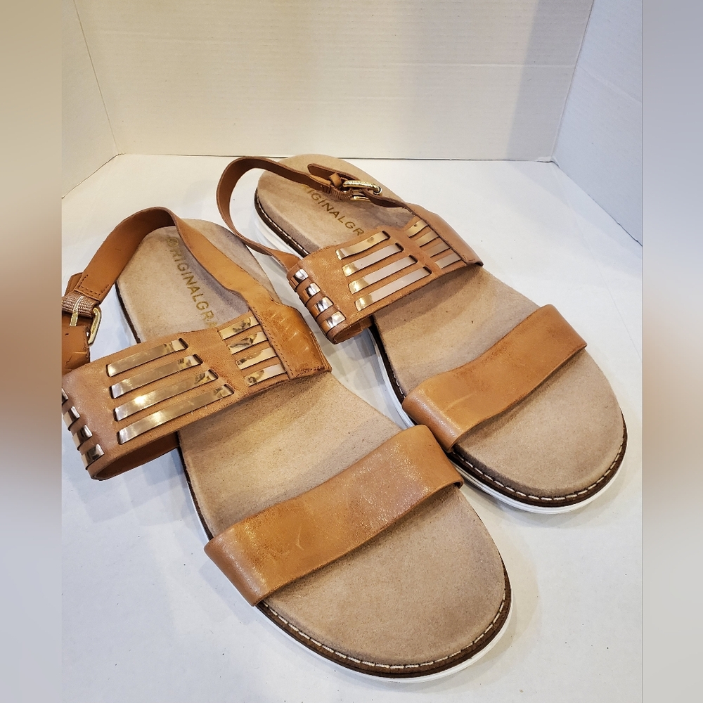 Leather Cole Haan Original Grand Tan Strappy Sandals Sz 9 - Picture 3 of 8